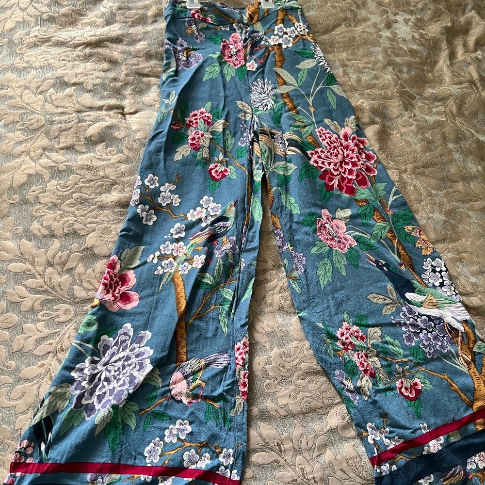GP & J Baker x H&M - Wide Leg Floral Print Pants with side zipper - Size 4